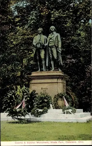 Ak Cleveland Ohio USA, Goethe and Schiller Monument, Wade Park