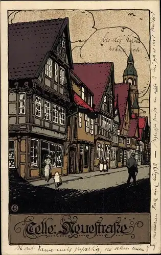 Steindruck Ak Celle in Niedersachsen, Neuestraße