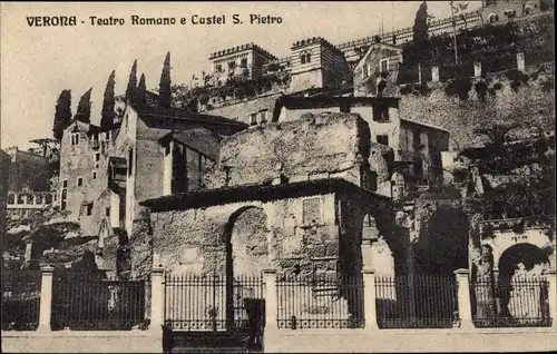 Ak Verona Veneto, Teatro Romano e Castel S. Pietro