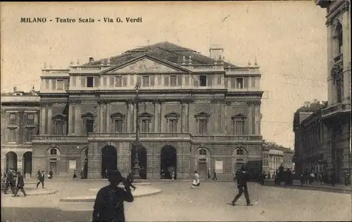Ak Milano Mailand Lombardia, Teatro Scala, Via G. Verdi