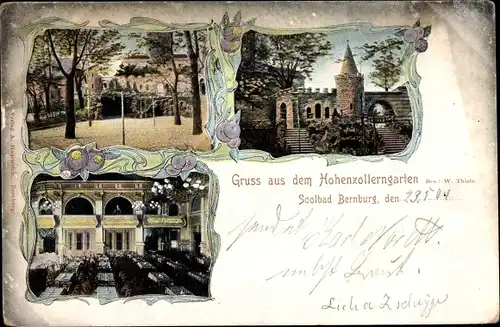 Ak Bernburg an der Saale, Gasthaus Hohenzollerngarten, Innenansicht