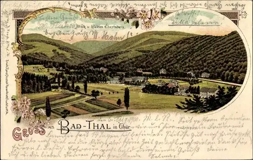 Litho Bad Thal Ruhla in Thüringen, Blick vom kleinen Ebertsberg