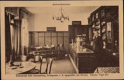 Ak Berlin Reinickendorf Heiligensee, Restaurant, Innenansicht