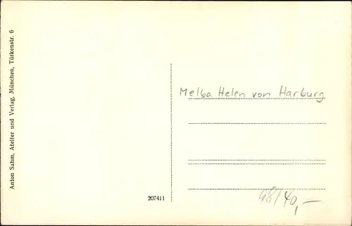 Ak Schauspielerin? Melba Helen von Harburg, Portrait, Autogramm