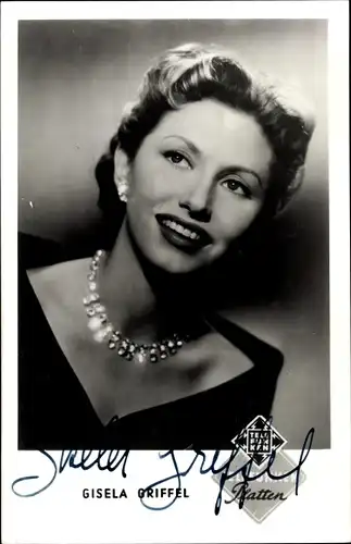 Ak Schauspielerin Gisela Griffel, Portrait, Autogramm, Halskette