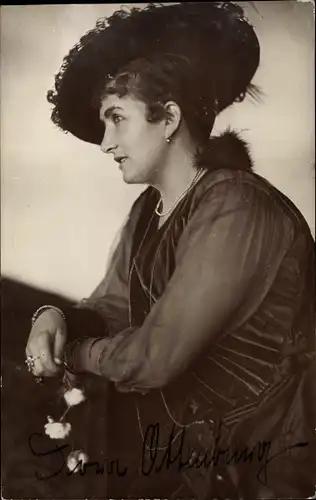 Ak Schauspielerin Dora Ottenburg, Seitenportrait mit Hut, Autogramm