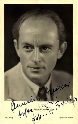 Ak Schauspieler Ernst Fritz Fürbringer, A 3148 1, Autogramm