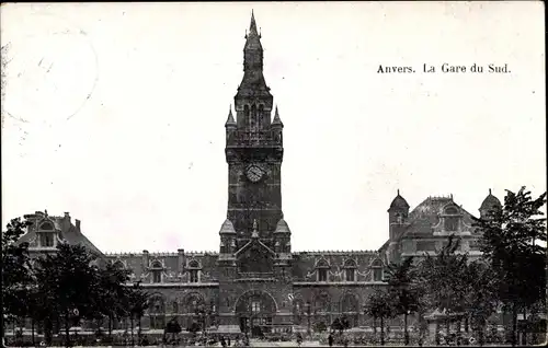 Ak Anvers Antwerpen Flandern, La Gare du Sud