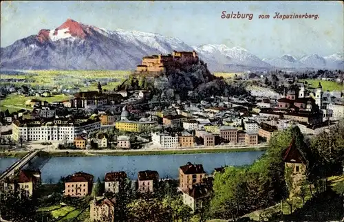 Ak Salzburg in Österreich, Blick vom Kapuzinerberg