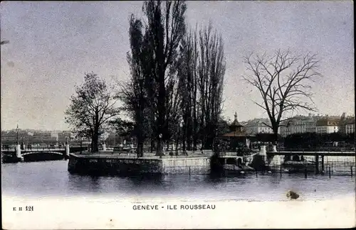 Ak Genève Genf Schweiz, Ile Rousseau
