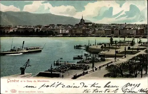 Ak Genève Genf Schweiz, Panorama et le Quai du Mont Blanc