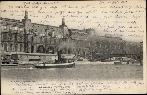 Ak Paris I Louvre, Vue de la Seine au Louvre