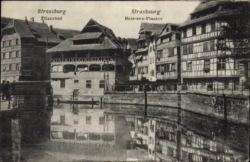 Ak Strasbourg Straßburg Elsass Bas Rhin, Pflanzbad