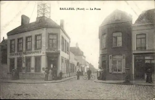 Ak Bailleul Nord, La Poste, Postamt, Straßenpartie, Postes et Télégraphes