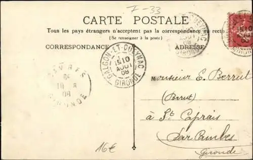 Ak Galgon Gironde, La Poste et Epicerie Universelle, Geschäft