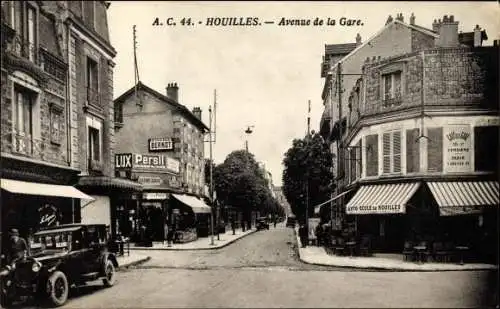 Ak Houilles Yvelines, Avenue de la Gare, Bahnhofstraße, Persil Reklame