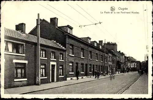 Ak Ougrée Wallonien Lüttich, La Poste et la rue Ferdinand Nicolay