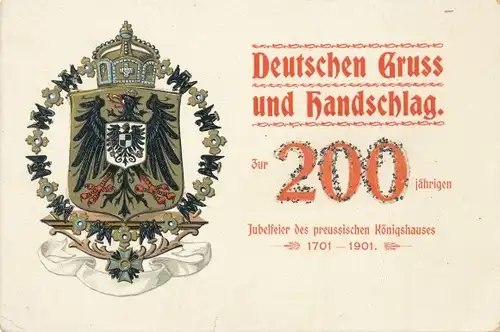 Glitzer Wappen Litho 200jh Jubelfeier des preuß. Königshauses 1901