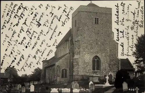 Ak Steyning South East England, Kirche mit Friedhof