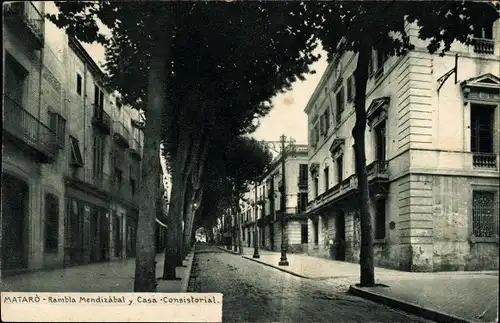 Ak Mataró Katalonien Spanien, Rambia Mendizàbal, Casa Consistorial