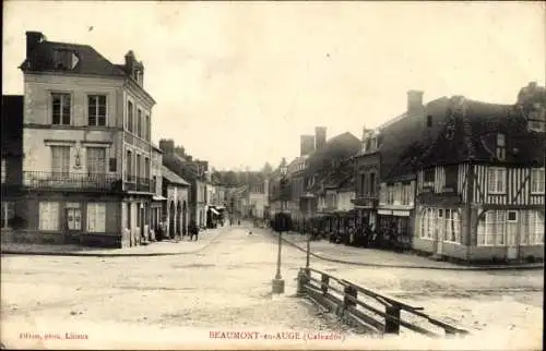 Ak Beaumont en Auge Calvados, Straßenpartie, Gebäude