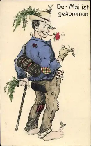 Künstler Ak Landstreicher, Der Mai ist gekommen