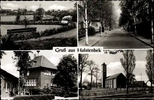Ak Halstenbek Schleswig Holstein, Park, Allee, Kirche, Gemeindehaus