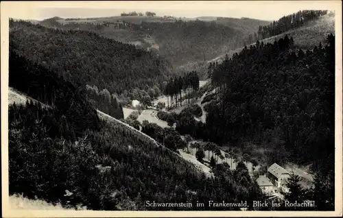 Ak Schwarzenstein Schwarzenbach am Wald Oberfranken, Blick ins Rodachtal, Gasthaus