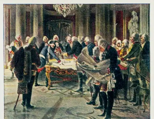 Sammelbild Ruhmesblätter deutscher Geschichte Nr. 86 Friedrich der Große, Kriegsrat 1756, Generäle