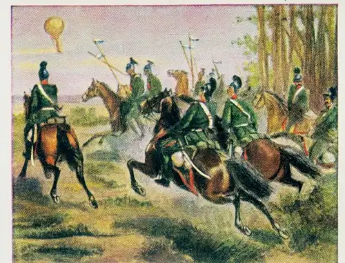 Sammelbild Ruhmesblätter deutscher Geschichte 232 Einigung Deutschlands, dt. Reiter, französ. Ballon