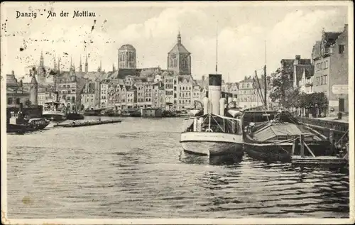 Ak Gdańsk Danzig, Partie an der Mottlau