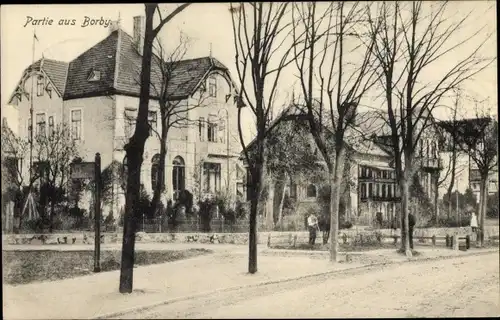 Ak Ostseebad Borby Eckernförde, Straßenpartie im Ort