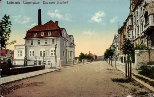 Ak Litoměřice Leitmeritz Region Aussig, Lippertgasse mit neuem Stadtbad