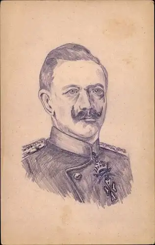 Handgemalt Ak Kaiser Wilhelm II., Portrait