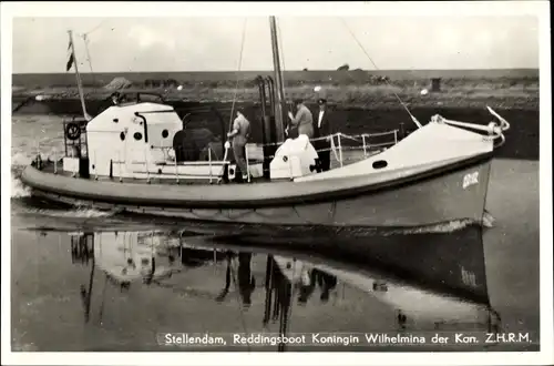 Ak Stellendam Goeree Overflakkee Südholland, Reddingsboot Koningin Wilhelmina der Kon. Z.H.R.M.