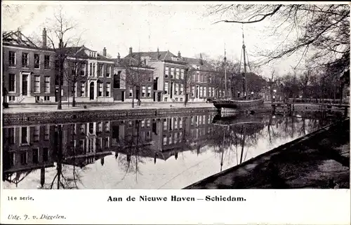 Ak Schiedam Südholland Niederlande, Aan de Nieuwe Haven