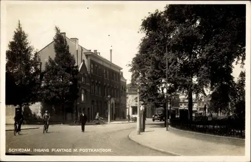 Ak Schiedam Südholland Niederlande, Ingang Plantage met Postkantoor