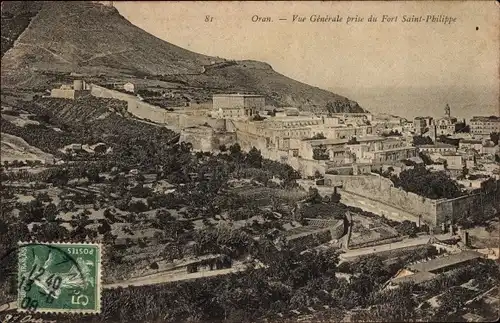 Ak Oran Algerien, Vue Generale prise du Fort Saint-Philippe