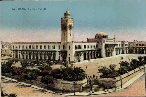 Ak Oran Algerien, La Gare P.-L.-M.