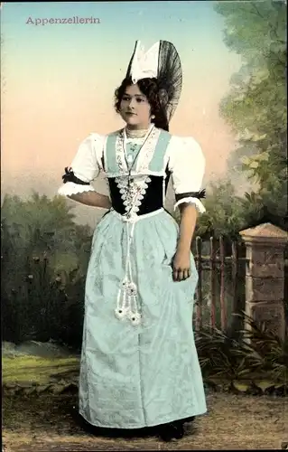 Ak Frau in Schweizer Volkstracht, Appenzellerin