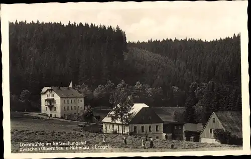 Ak Rübenau Marienberg im Erzgebirge Sachsen, Lochmühle im Natzschungstal