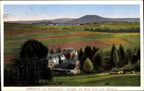 Ak Warmbad Wolkenstein Erzgebirge, Blick zum Pöhlberg