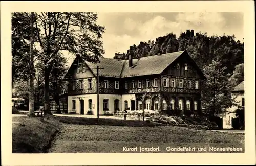 Ak Jonsdorf in Sachsen, Gondelfahrt und Nonnenfelsen