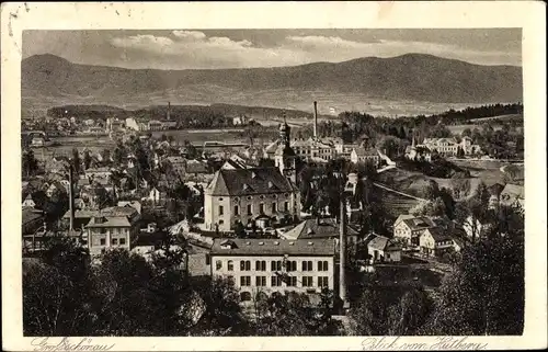 Ak Großschönau in Sachsen, Stadt vom Hutberg aus gesehen