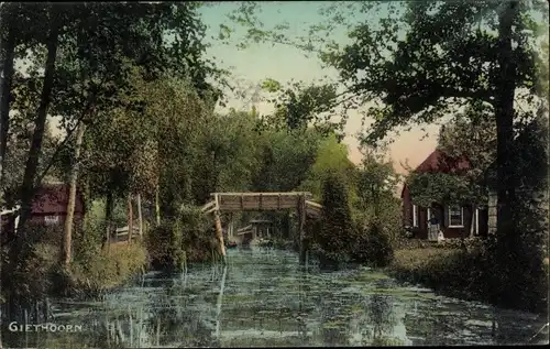 Ak Giethoorn Overijssel Niederlande, Kanalpartie