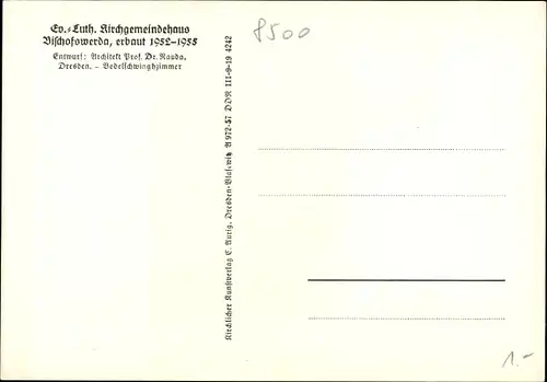 Ak Bischofswerda in Sachsen, Ev.-Luth. Kirchgemeindehaus, erbaut 1952-1955