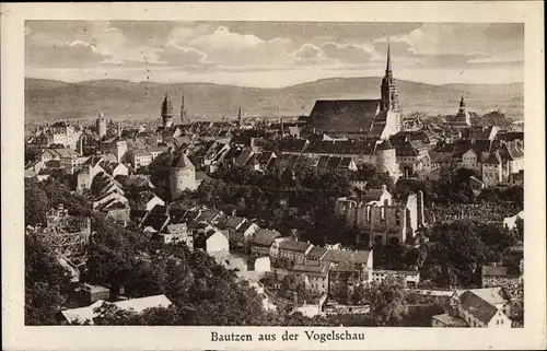 Ak Bautzen in der Lausitz, Blick vom Schornstein der Vereinigten Bautzener Papierfabriken