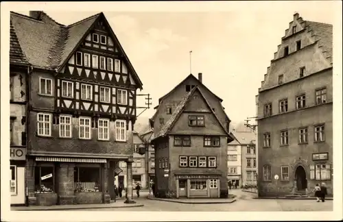 Ak Schmalkalden im Thüringer Wald, Geschäftshäuser am Altmarkt