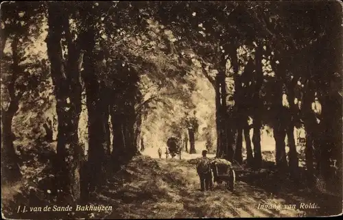 Ak Rolde Drenthe Niederlande, Ingang van Rolde, Waldweg