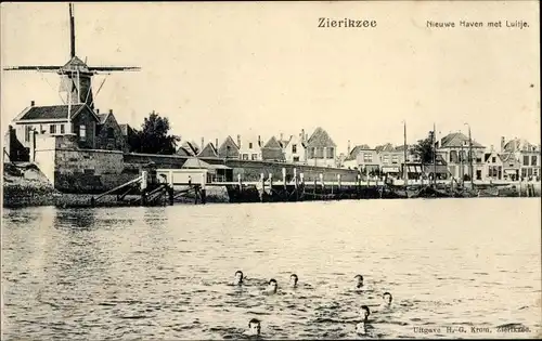 Ak Zierikzee Zeeland, Nieuwe Haven met Luitje